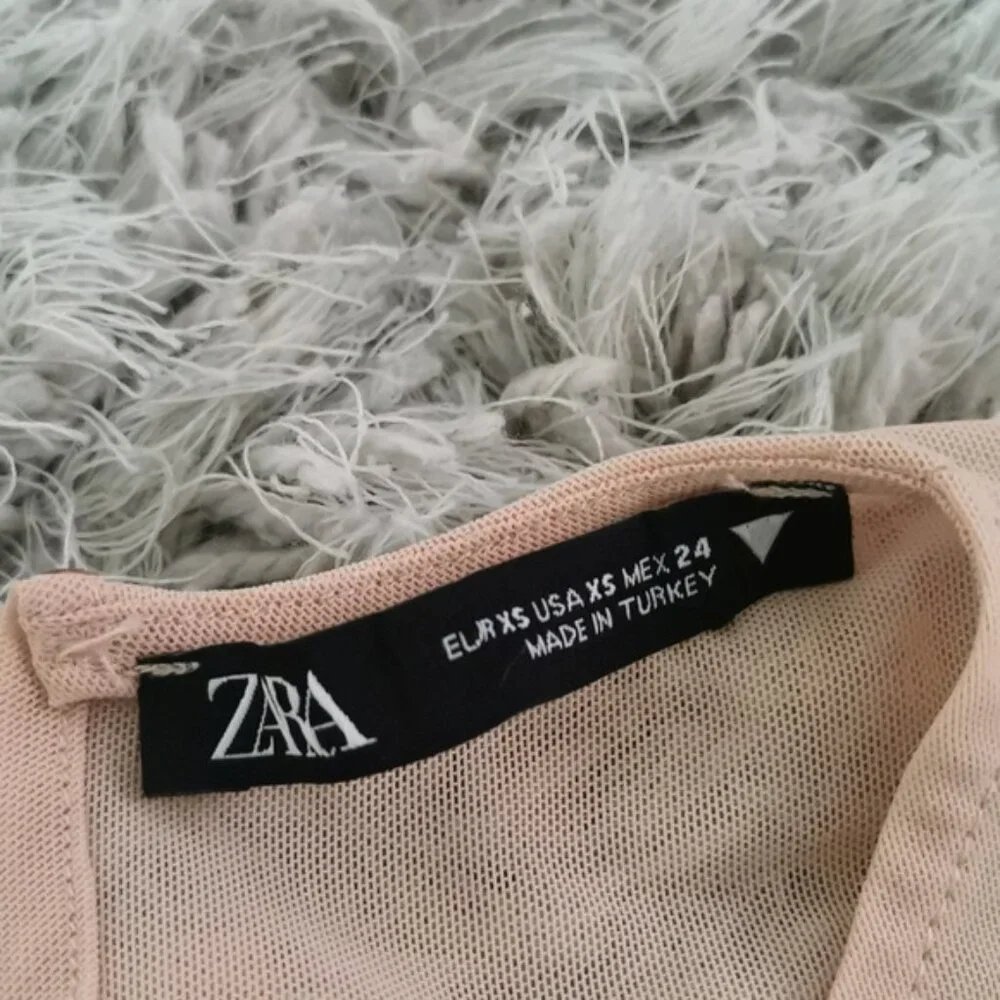 Zara nude mesh long sleeve blouse - Picture 5 of 5